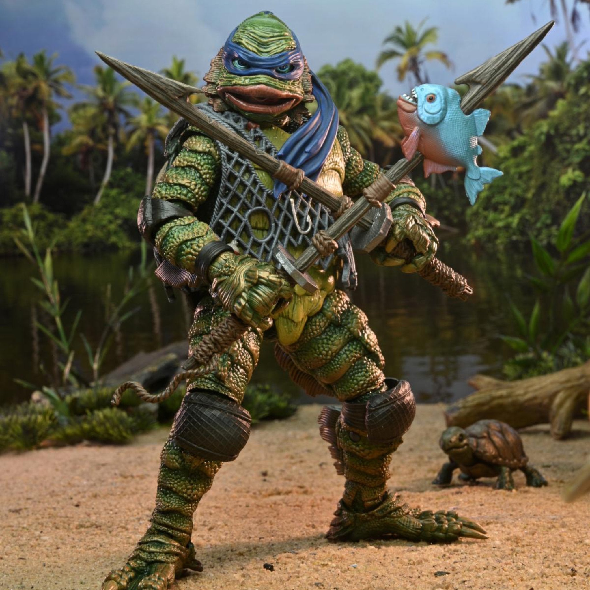 neca universal monsters/teenage mutant ninja turtles Universal Monsters x Teenage Mutant Ninja Turtles: Leonardo as the Creature 7 Inch Action Figure