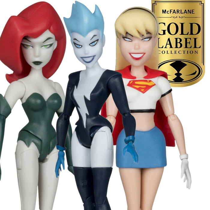 DC Direct New Batman Adventures Batman Exclusive Gold Label "Girl's Night Out" 3-Pack (Supergirl, Live Wire, & Poison Ivy)