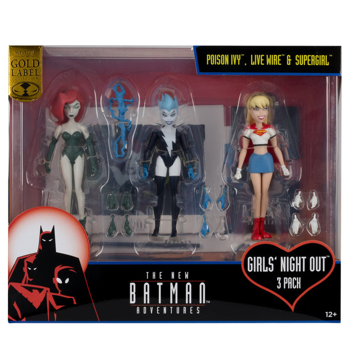 DC Direct New Batman Adventures Batman Exclusive Gold Label "Girl's Night Out" 3-Pack (Supergirl, Live Wire, & Poison Ivy)