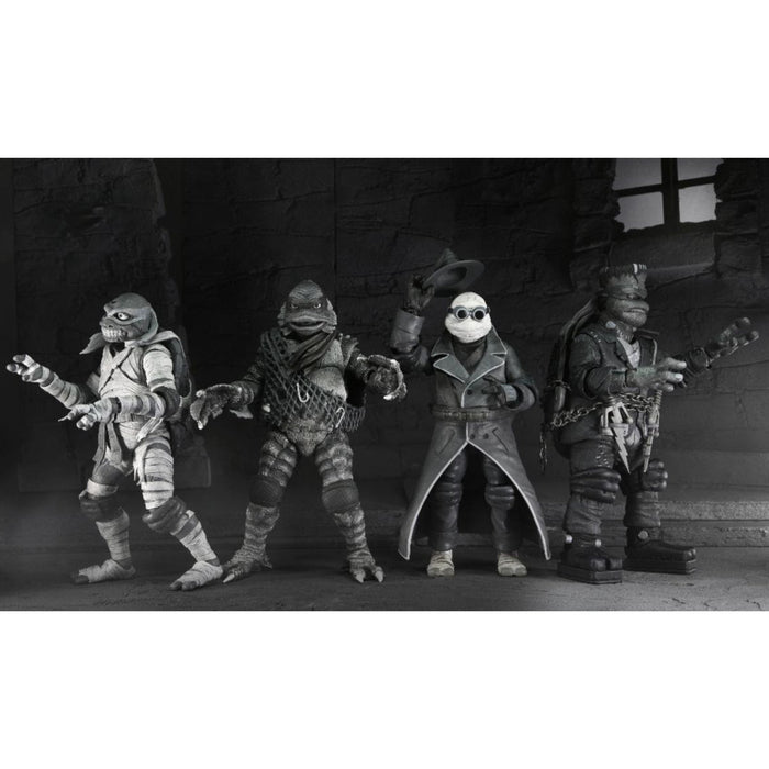 NECA Universal Monsters Teenage Mutant Ninja Turtles Black & White 4-Pack