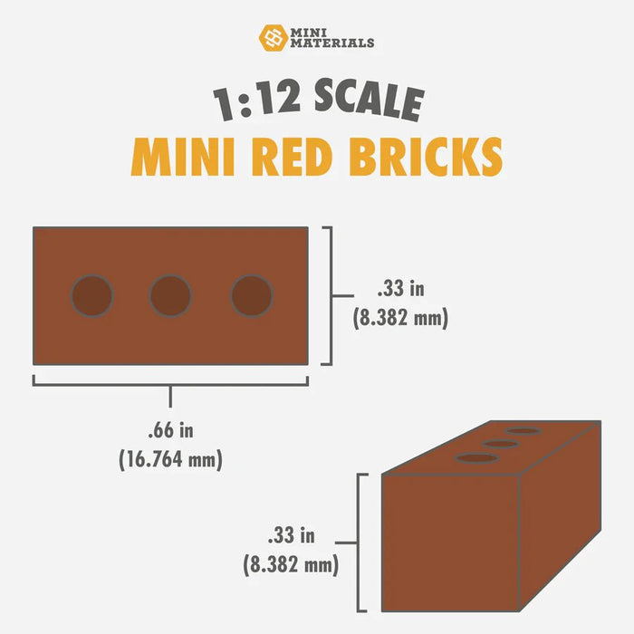 Mini Materials 1:12 Scale Mini Red Bricks (50 Pack)