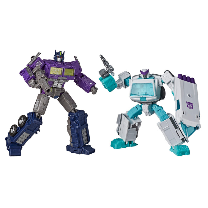 Transformers Generations Selects WFC-GS17 Deluxe Shattered Glass Ratchet and Voyager Optimus Prime