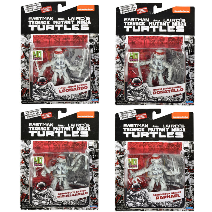 Teenage Mutant Ninja Turtles Classic Comic Book Series Black and White Turtles Action Figure 4-Pack