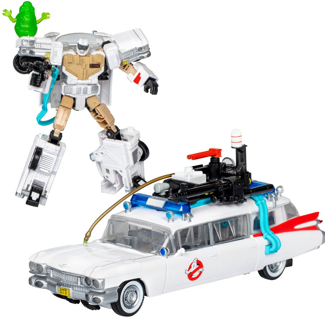 Transformers Toys Generations, Transformers Collaborative Ghostbusters: Legacy, Ecto-1 Ectotron - Statuetta trasformabile da 17,5 cm