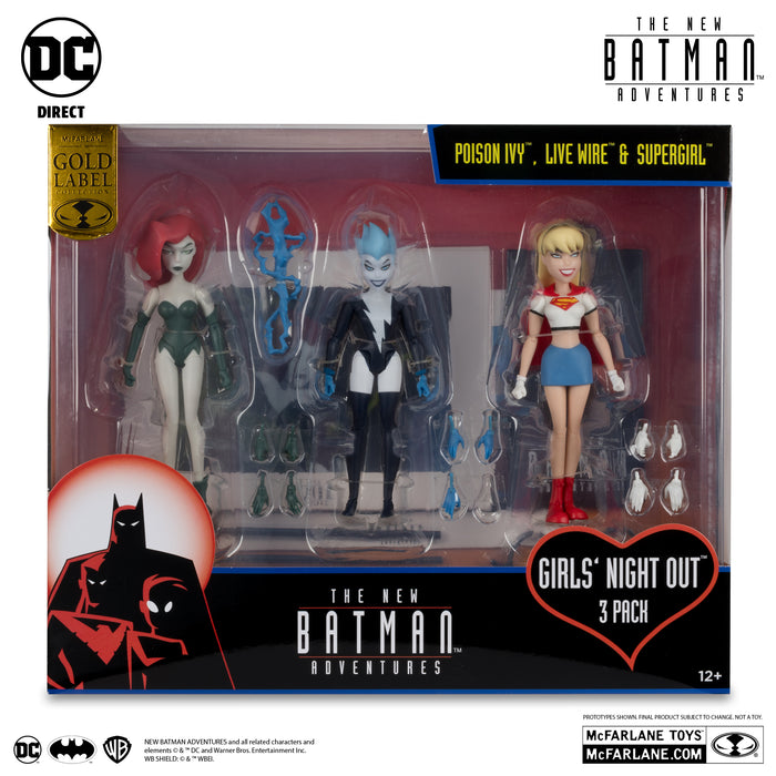 DC Direct New Batman Adventures Batman Exclusive Gold Label "Girl's Night Out" 3-Pack (Supergirl, Live Wire, & Poison Ivy)