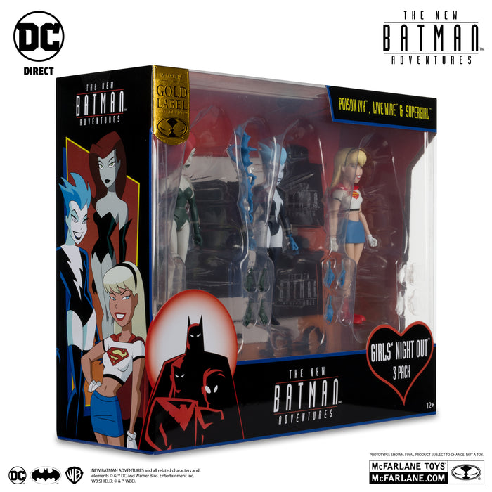 DC Direct New Batman Adventures Batman Exclusive Gold Label "Girl's Night Out" 3-Pack (Supergirl, Live Wire, & Poison Ivy)