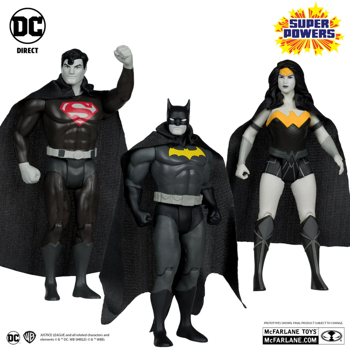 DC Super Powers SDCC Exclusive Gold Label Batman, Superman, & Wonder Woman 3-Pack (Black & White Accent)