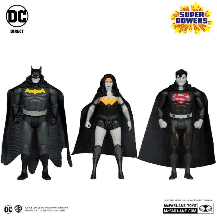 DC Super Powers SDCC Exclusive Gold Label Batman, Superman, & Wonder Woman 3-Pack (Black & White Accent)