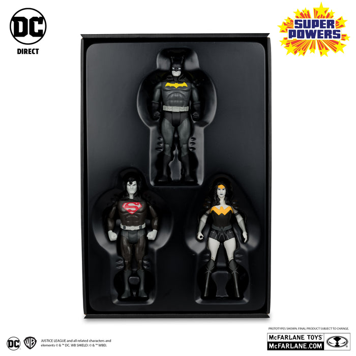 DC Super Powers SDCC Exclusive Gold Label Batman, Superman, & Wonder Woman 3-Pack (Black & White Accent)