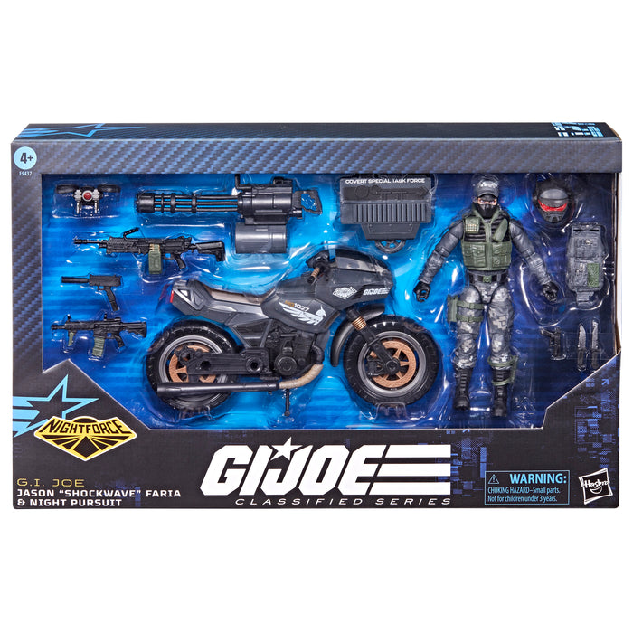 G.I. Joe Classified #127 Exclusive Night Force Jason "Shockwave" Faria & Night Pursuit Cycle