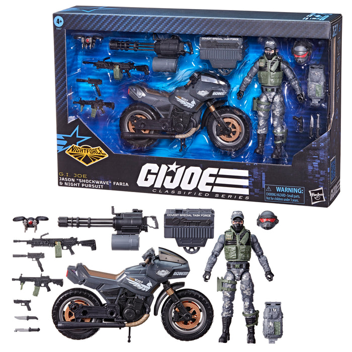 G.I. Joe Classified #127 Exclusive Night Force Jason "Shockwave" Faria & Night Pursuit Cycle