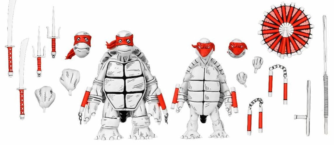 NECA Teenage Mutant Ninja Turtles Black & White Fist Turtles 2-Pack (Mirage Comics)