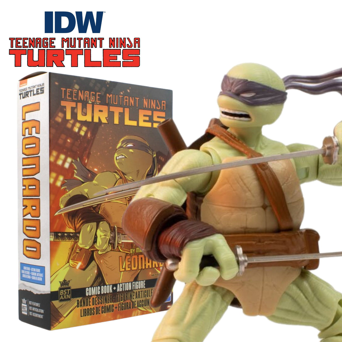 Teenage Mutant Ninja Turtles BST AXN IDW Leonardo (Figure and Comic Se ...