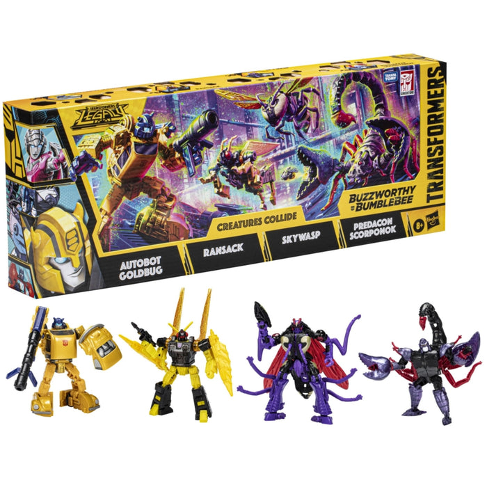 Transformers Legacy Exclusive Buzzworthy Bumblebee Creatures Collide 4-Pack