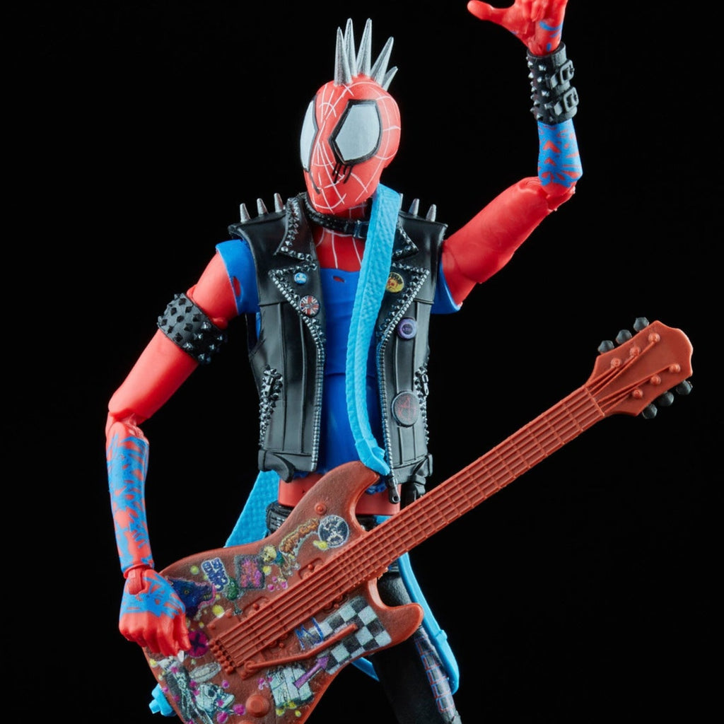 Scottacus Customs - Marvel Legends - spiderman - spiderpunk - punk jacket-  detail guitar - Scottacus Customs